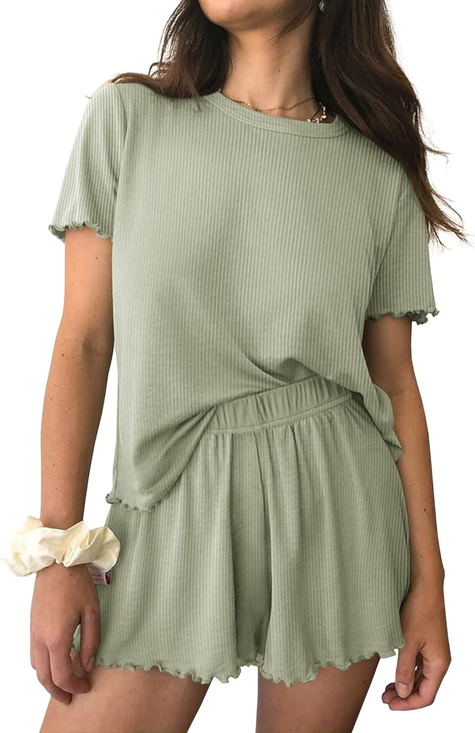 Women's Ribbed Pajama Set Soft Comfortable Casual Sleepwear