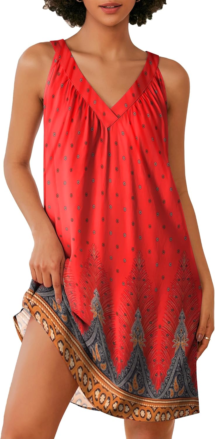 Women's Sleeveless Nightgown Loose Fit Comfortable Nightdress