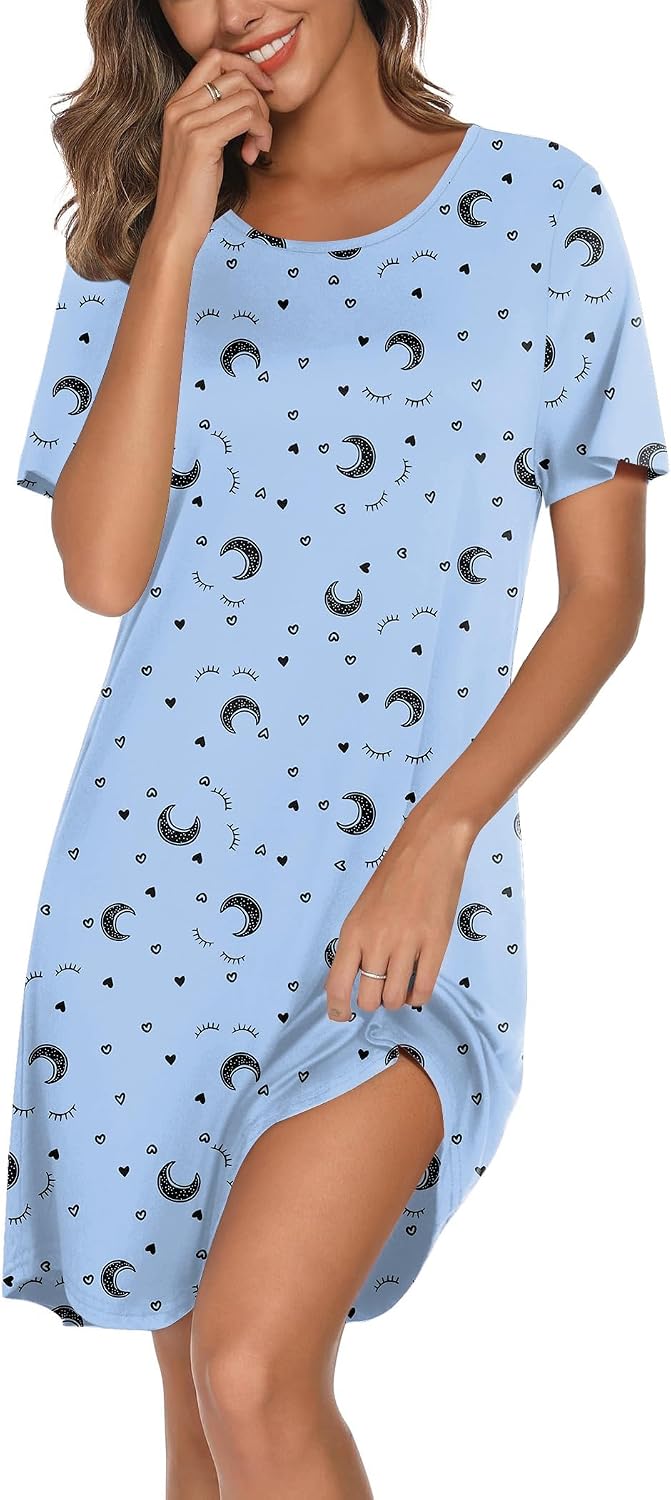 Women's Loose Fit Nightshirt Soft Comfortable Nightdress Sleepwear