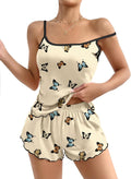 Women's Elastic Camisole Sleepwear with Butterfly Detail