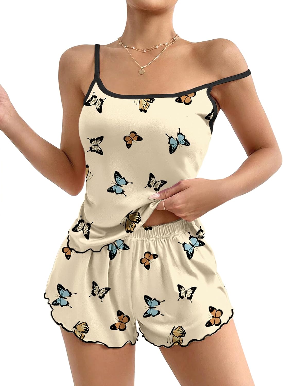 Women's Elastic Camisole Sleepwear with Butterfly Detail