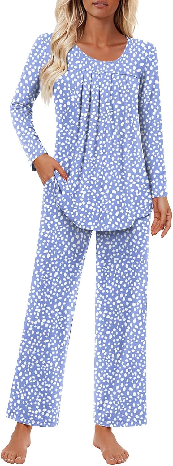 Women's Long Sleeve Printed Pajama Set Soft Comfortable Loungewear