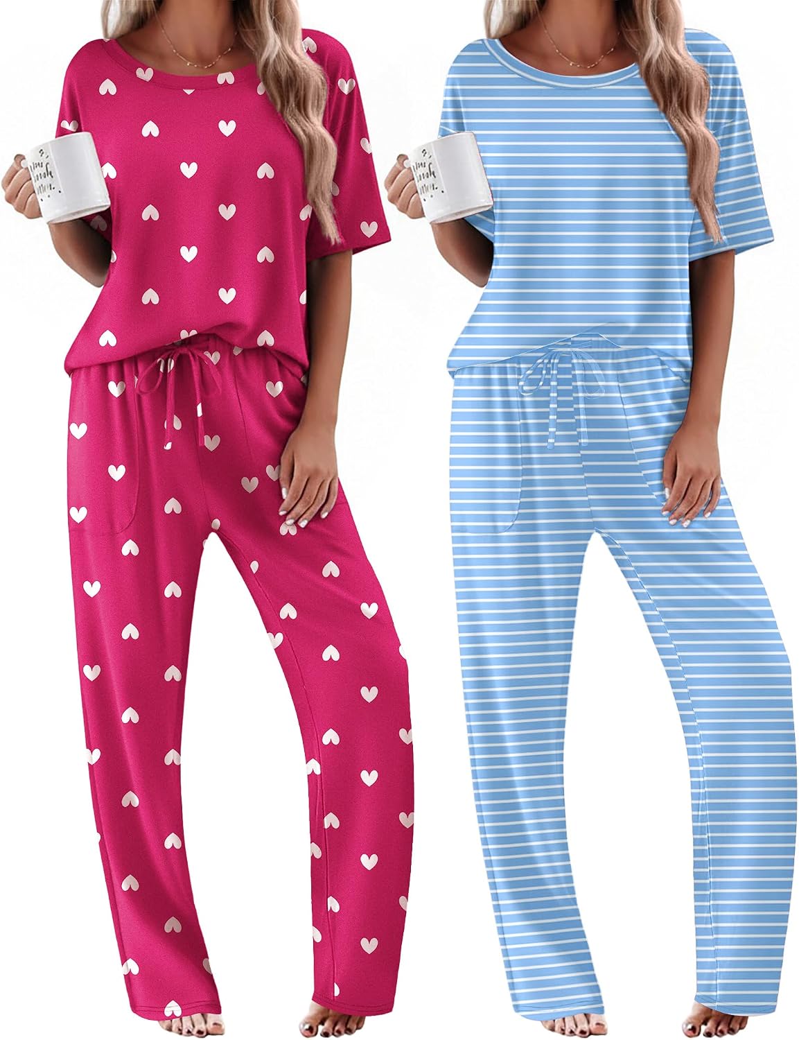 Women's Pajama Set with Pockets Soft Comfortable Casual Sleepwear