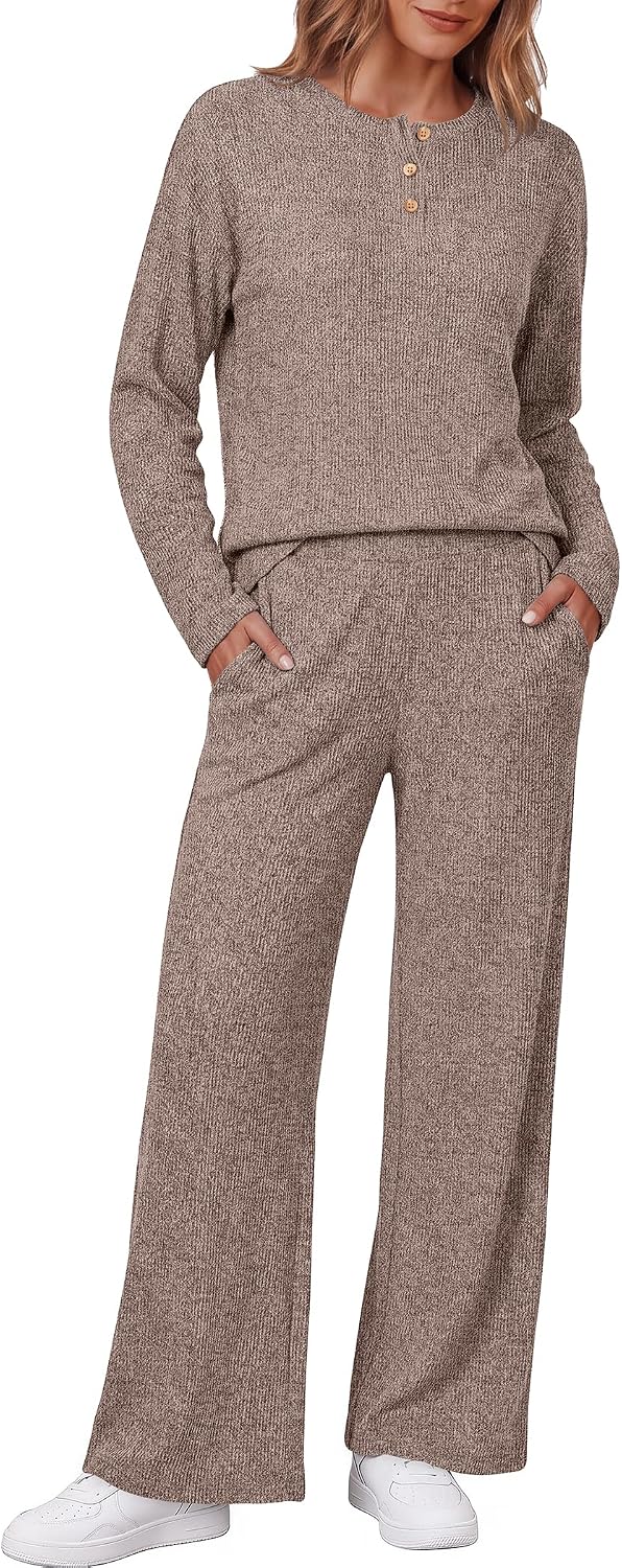 Women's Long Sleeve Matching Pajama Set Soft Comfortable Sleepwear